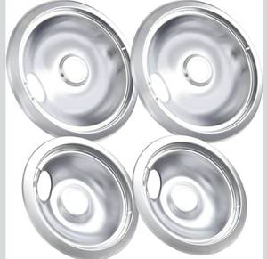 lot 8244 image: 316048413 and 316048414 Stove Burner Drip Pans for Electric Stove Top - Perfectly Fit Frigidaire Kenmore Electric Range -Thickening to Prevent Bending and Rust - Include 2 x 6 in, 2 x 8 in