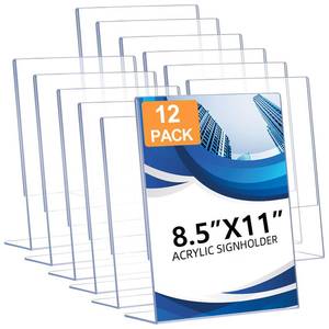 lot 8255 image: DECOHOBO 12 Pack Acrylic Sign Holder 8.5 x 11, Clear Plastic Display Stands for Tabletop, L-Shape Acrylic Stands for Flyers, Documents, Office, Restaurants, Vertical Sign Holder 8.5x11 for Desktop