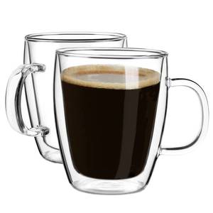 lot 8258 image: YUNCANG Double Wall Insulated Coffee Mugs, 16 Ounces - Clear Glass, Cappuccino & Latte Cups, Heat Resistant