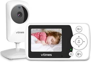 lot 8264 image: VTimes Baby Monitor with Camera and Audio, Video Baby Monitor No WiFi Night Vision 2.4 LCD Screen Portable Baby Camera Monitor Alarm Lullaby Temperature Sensor and 1000ft, Ideal for BabyElderlyPet