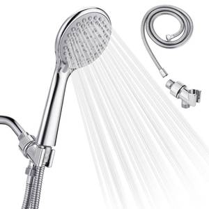 lot 8280 image: Detachable Handheld Shower Head with Hose - High pressure 5 Functions Showerheads Hand Held Shower Heads,Extra Long 4.7 ft. Stainless Steel Hose and Holder.