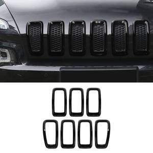 lot 8297 image: Front Grill Inserts Grille Cover Trim for 2014-2018 Jeep Cherokee (black)