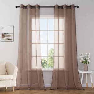 lot 8298 image: MIULEE Solid Color Sheer Curtains 84 Inches Long 2 Panels Set - Elegant Lightweight Grommet Light Filtering Window Voile PanelsDrapesTreatment for Bedroom Living Room W42 x L84 Inch, Chocolate