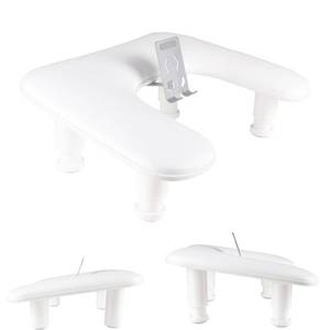 lot 8319 image: Manicure Arm Rest with Rotating Phone Holder for Nails Tech, U - Shaped Adjustable Nail Hand Rest Stand PU Leather (White)