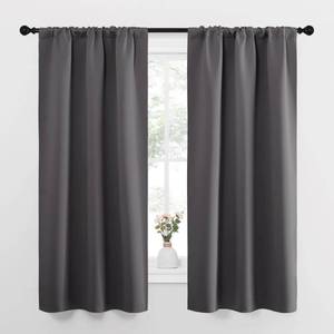 lot 8329 image: NICETOWN Grey Window Curtains for Bedroom - Home Decoration Thermal Insulated Rod Pocket Blackout Blinds & Drapes for Small Windows (Gray, 2 Panels, W34 x L63 -Inch)