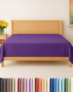 lot 8332 image: Queen Size Flat Sheet - Hotel Quality Top Flat Bed Sheet Only - Ultra-Soft, Breathable & Cooling - Fade & Wrinkle Free - Easy-Care, Stain & Shrink Resistant Bedding - Easy-Fit and Oeko-Tex - Purple