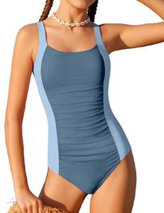 lot 8336 image: TyeSmo Girl Swimsuit Size 10-12 Girls Bathing Suits Size 10-12 One Piece Solid Color Swimsuit for Girls 10 12 Adjustable Straps Padded Swimwear