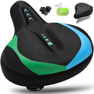 lot 8340 image: CDYWD Oversized Bike Seat for Men & Women, Comfortable Gel Padded, Extra Wide Bicycle Seat Cushion Comfort, Replacement Saddle for Peloton, Stationary Exercise Bike, Mountain Bike, Cruiser, City Bike