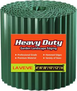 lot 8355 image: LAVEVE Corrugated Metal Garden Edging 6 x 40Ft, Landscape Edging Border for Lawn, Flower Bed, Garden Fence, Paver Edging (Green)