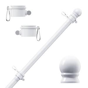 lot 8360 image: PHITRIC Flag Pole, Tangle Free Spinning Stainless Steel Rustproof Flagpole for 3x5 Sports Fan Outdoor Flags for Outside House (White, 5FT, Without Bracket)