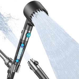 lot 8368 image: Filtered Shower Head with Handheld, High Pressure 5-Spray Showerhead & Power Wash - 59 Hose, Bracket, ONOFF Switch & Replaceable Filter (Black)