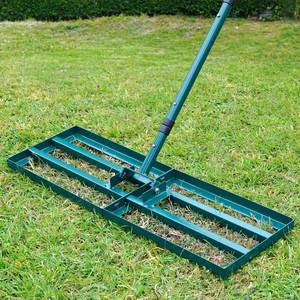 lot 8376 image: Lawn Leveling Rake,Stainless Steel Lawn Leveler with 30x10 Ground Plate, 78 Adjustable Long Handle, Level Yard Tool for Grass, Golf Field, Level Soil or Dirt Ground Surfaces-Green