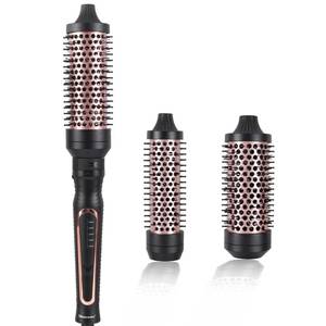 lot 8383 image: VAGARY 3 in 1 Thermal Brush Set, Heated Round for Blowout Look, Dual Voltage Curling Iron Brush, Ceramic Tourmaline, 3 Detachable Combs, 5 Temperature Settings