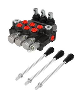 lot 385 image: 3 Spool 11 GPM Hydraulic Flow Control Valve G Ports Adjustable Relief Lever Handle Double Acting Parallel Center Tractor Loader WJoystick Small TractorsTanks Loaders Log Splitters Retail$220
