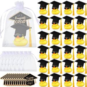 lot 8388 image: Hollowfly 24 Sets 2026 Graduation Gifts Graduation Rubber Ducks with Grad Cap Sunglasses Chain, Grad Party Favors Bulk for College Party Decor(Gold Tassel)
