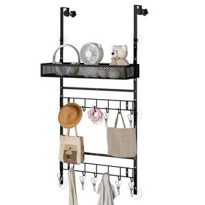 lot 8405 image: BUKFEN Adjustable Over the Door Hooks Organizer,Multi-Purpose Storage Organizer Over the Door Organizer with Shelf and Hooks,Hanging Door & Wall Mounted Coat Storage Rack for Bedroom,Bathroom,Kitchen