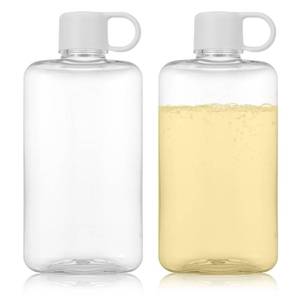 lot 8406 image: 2 Pack Portable Flat Water Bottles, 17 oz BPA Free Tritan Plastic Travel Water Bottle, Slim Drinking Bottle for Outdoor Sports, Camping, Fitness, Fits Purse Bag Pocket (White)