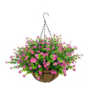 lot 8412 image: BCBLF Artificial Hanging Flowers Basket, 12 UV-Resistant Bundles of Realistic Fake Flowers, Faux Plants for Outdoor Decor, Home, Garden, Porch, Patio, Spring & Summer Decorations, Pink