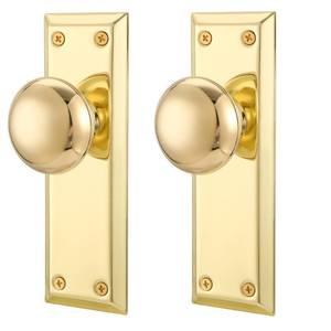 lot 8419 image: ToPToToo Gold Dummy Door Knob Interior, Inactive Door Knobs for Closet, Antique Bifold Door Knobs Replacement, Single-Side Dummy Old Style Door Handle, Polished Brass, 2 Pack