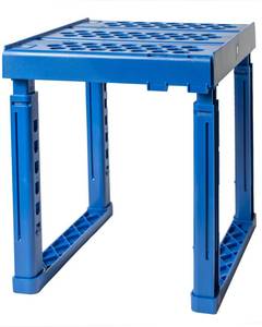 lot 8428 image: Piffny Locker Organizer Shelf Adjustable Width and Height, Stackable, Ideal Locker Shelf for School, Office, Gym Lockers, or Even Kitchen Cabinets &amp Under Sink Organization (Blue)