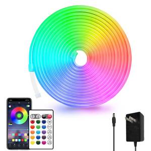 lot 8429 image: segrass 16.4ft Led Neon Rope Lights RemoteAPP Control IP65 Waterproof Flexible 24VRGB LED Neon Light Music Sync LedSNeon Strips Light Led neon Lights for Bedroom Room Outdoors D�cor