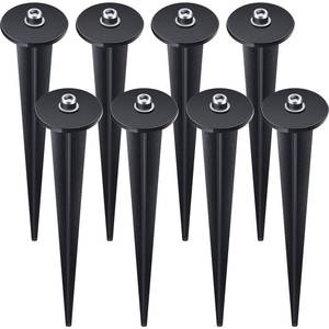 lot 8437 image: Zhengmy 8 Packs Threaded Spike Flood Light Ground Stake Metal Replacement Stakes for Solar Lights Outdoor LED with 8 Hex Screws for Gardens Yard Path Lawn 6.3 Inches(Black)