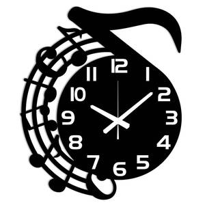 lot 8456 image: CHGCRAFT Musical Note Pattern Wall Clock 15.5 Inch Tune Non-Ticking Irregular Shape Clocks Wall Hanging Clock Battery Operated for Bedroom Living Room Kitchen Office