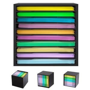 lot 8460 image: EasyPAG Scrapbook Paper Storage Organizer for Craft Room, 12x12 Paper Storage Desk Shelf, 10 Slot Adjustable File Sorter for Office School Classroom, Black