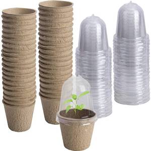 lot 8466 image: EBaokuup 40pcs Biodegradable Seeding Starter Pots for Planting - 2.3 Plant Nursery Pots with Humidity Dome - Peat Pots for Seedlings Garden Vegetable Flower Germination