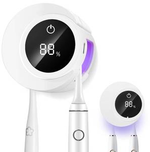 lot 8480 image: Toothbrush Sanitizer - Wall Mounted Toothbrush Holder LED Smart Screen with Auto Inductive OpenClose Cover for Bathroom Wall-Mounted (White)