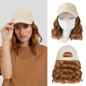 lot 8486 image: Hat Wigs for Women Baseball Cap with Hair Extensions Short Wave Synthetic baseball Cap Wig for Women Adjustable Hat with Hair Attached for Daily Use(14inch)
