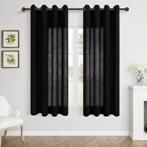 lot 8488 image: Aersas Black Bedroom Linen Curtains 63 Inch Length 2 Panel Privacy Energy Efficient Semi Sheer Black Linen Drapes for Living Room Modern Farmhouse Grommet Window Curtain for Nursery Office 52x63