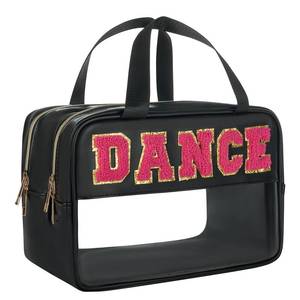 lot 8489 image: Siwara Dance Bag - Clear Makeup Bag, Varsity Letter Pouch, Dance Competition Accessories, Travel Toiletry Bag
