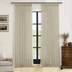 lot 8491 image: TWODRAPES Linen Flax Curtains Pinch Pleated Linen Curtains 2 Panels Living Room Bedroom Memory Training Semi Sheer Pinch Pleat Farmhouse Beige Drapes Back Tab Light Filtering Window Curtain 40x102