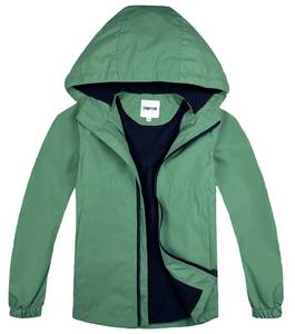 lot 8492 image: UMMTOM Boys Rain Jackets Lightweight Waterproof Hooded fleece Raincoats Windbreakers for Kids(6-7Y,Green Solid)