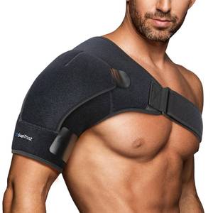 lot 8495 image: Suptrust Shoulder Brace for Men and Women Adjustable Shoulder Wrap for Pain Relief, AC Joint, Torn Rotator Cuff, Injuries, Tendonitis - One Size RegularDark Black
