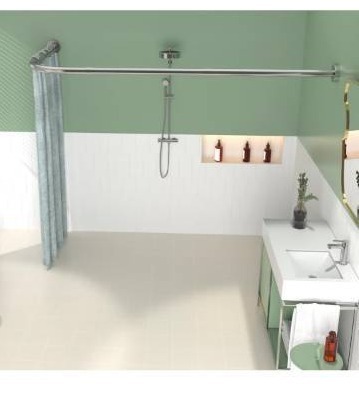 lot 9463 image: L Shaped Shower Curtain Rod,28-39 X 43-67 Inch Curved Shower Rod,Adjustable Shower Rods for Bathroom,Stainless Drilling Shower Curtain Rods with 18 Ring Hooks,for Bathroom Tub Dressing Room