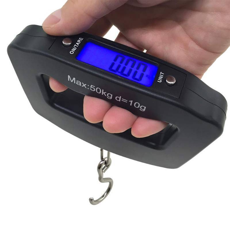 lot 6268 image: AFUNTA 50Kg 10g Luggage Weight Scale, LCD Luggage Scale Travel Digital, Fish Scale, Home Electronic Portable Hanging Weight Hook Travel Luggage Scale