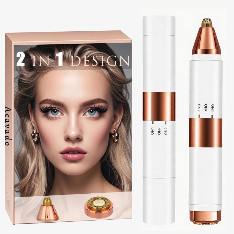 lot 8430 image: Acavado 2-in-1 Dual Head Eyebrow Trimmer &amp Flawless Facial Hair Removal for Women, Painless &amp Gentle Facial Hair Remover for Brows, Chin, Upper Lip, Cheeks, Type-C Charging for Women, White