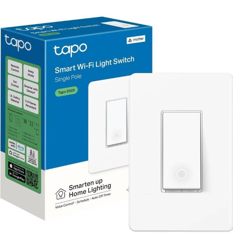 lot 7270 image: TP-Link Tapo Matter Smart Light Switch Voice Control wSiri, Alexa &amp Google Assistant  UL Certified  Timer &amp Schedule  Easy Guided Install  Neutral Wire Required  Single Pole  Tapo S505