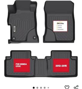 lot 5179 image: orealtrend Car Floor Mats Compatible with Honda Civic Sedan & Sedan Si 2012-2015 (Not for Coupe) Heavy Duty All Weather Liners Guard Black Front Rear Carpets Custom Fitted Odorless Anti Slip