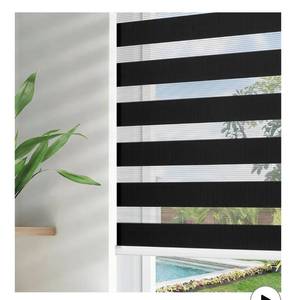 lot 5194 image: Joydeco Cordless Zebra Blinds for Windows, Dual Layer Free-Stop Zebra Shades Privacy Light Control for Day and Night, Light Filtering Sheer Blinds for Indoor Windows (Black, 36 W x 75 H)