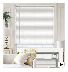 lot 5207 image: LazBlinds No Tools No Drill 1 Vinyl Mini Blinds, Cordless Blinds for Windows, Light Filtering Horizontal Window Blinds & Shades, 29 W x 64 H, White