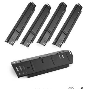 lot 5219 image: Grill Heat Plate Replacement for Dyna-Glo 5 Burner DGH474CRP DGH485CRP DGH483CRP 4 Burner DGH450CRP, Porcelain Steel Heat Tent Flavorizer Bar Burner Cover Flame Tamer for Revoace GBC1793W, 5 Pack