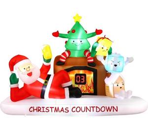 lot 5222 image: Alupssuc 8 FT Christmas Inflatable Outdoor Decorations with LED Christmas Countdown Clock, Santa,Tree,Fireplace and Gift Boxes,