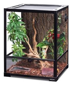 lot 5234 image: REPTI ZOO Reptile Glass Terrarium, 18 x 18 x 24 Front Opening with Double Hinge Door & Top Screen Ventilation, 30 Gallon Tank Large Reptile Terrarium (Knock-Down)