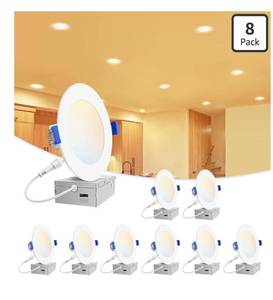 lot 5235 image: VOLISUN 8 Pack 4 inch Recessed Lighting, 5CCT LED Recessed Light with out Junction Box