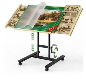lot 5243 image: CODACE Puzzle Table with Drawers - Puzzle Tables for Adults with Drawers