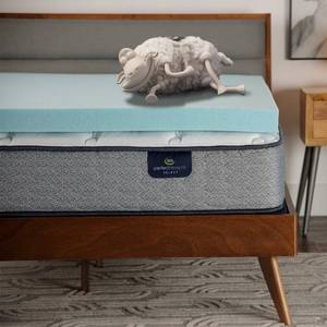 lot 5247 image: Serta ThermaGel Cooling, Pressure-Relieving Memory Foam Mattress Topper, 3 Inch, Queen,Blue