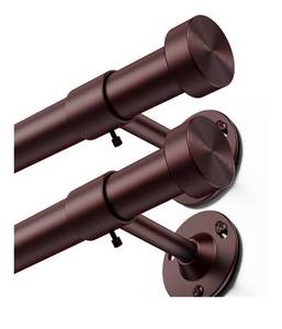 lot 5250 image: YaFex 2 Pack Heavy Duty Curtain Rods 32-120 Inch, 1 Inch Adjustable Long Curtain Rod for Windows, Bronze Window Treatment Rods Set with Aluminium Finials, Modern Design